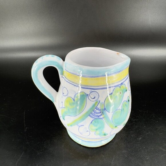 Hand Painted Italian Tuscan Pottery Small Pitcher Creamer Hand Crafted Italy VTG - Picture 9 of 15